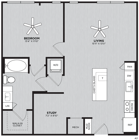 a floor plan of a bedroom apartment